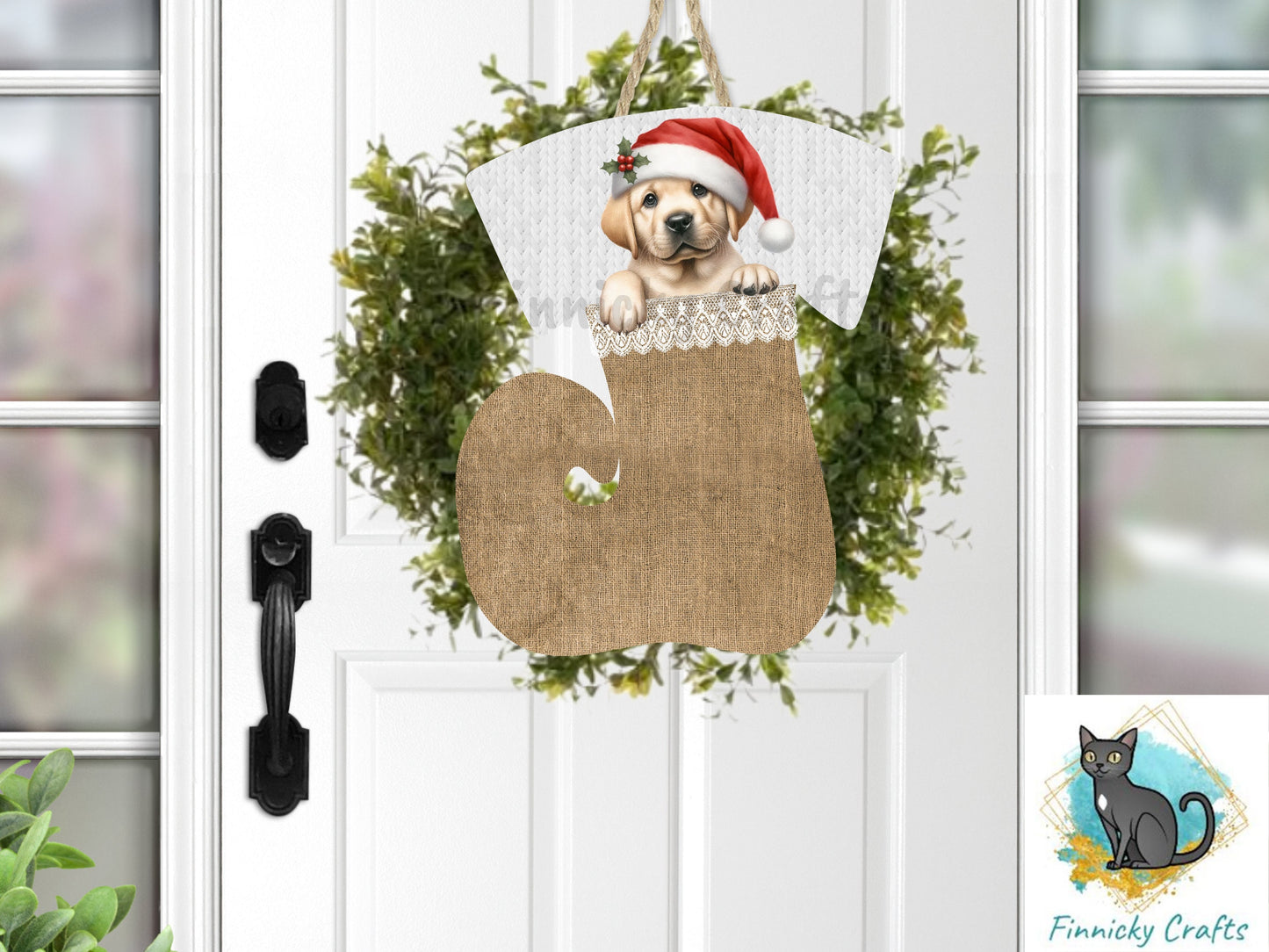 Swirl Stocking Design, Burlap, Peeking Dogs, Christmas, Sublimation, Digital Design, PNG, Earring, Ornament