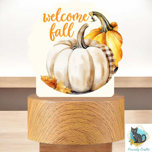 Welcome Fall, Pumpkins, Scallop Light Base Acrylic, Sign, Sublimation, Digital, PNG, Design, Acrylic, Nightlight