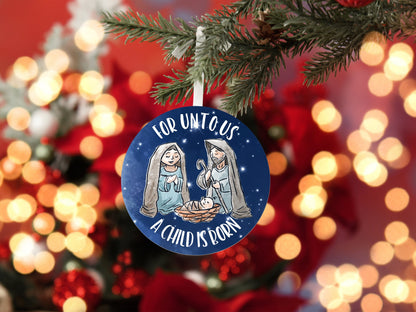 Christmas Nativity Creche Mary Joseph Round Sign - T-shirt - Hat - Pillow - Apron - Coaster - Cup - Bag Design - Digital Download