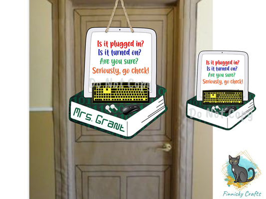 Computers, Teacher, School, PNG, Design, Digital, Download, Sublimation, Door Hanger, Decoration, Gift, Back to School