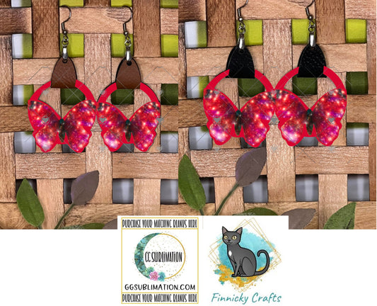 Leather Butterfly Earring PNG, Spring Earring Design, Sublimation Leather Earring.