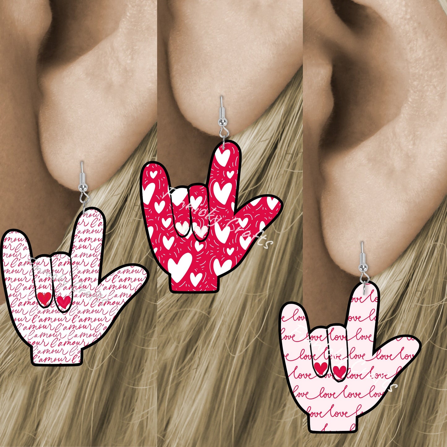 I love you sign language bundle, earrings, Sublimation, Digital Design, PNG, Download, Decoration, Door Hanger, Ornament, MDF, Acrylic