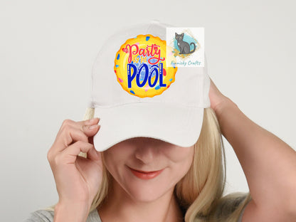 Party by the Pool Round Sign - T-shirt - Hat - Pillow - Apron - Coaster - Cup - Bag Design - Digital Download