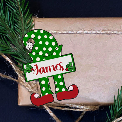 Green Polka Dot Elf Tag - Customizable, Christmas Ornament, Christmas Tag, Nightlight, Sublimation, Digital, PNG, Design, MDF and Acrylic