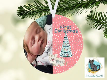 Customizable/Personalizable First Christmas Ornament png - Baby Ornament - Round Shape - Christmas gift - With and without animals