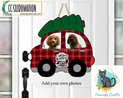 Customizable Here Comes Santa Paws Red Plaid Christmas Design png - Add your photos
