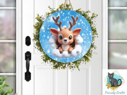 Circle Round 3D Christmas Reindeer Customizable Design Bundle, Sublimation, Digital, PNG, Design, Download