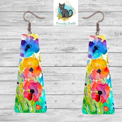Modern Bar Spring Flowers, Sublimation, Multicolor,  Acrylic, MDF, Digital Design- Earrings