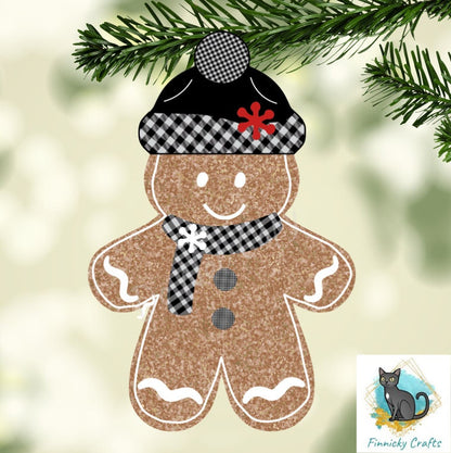 Gingerbread Beanie - Red plaid, black plaid, snowflake Earrings Digital Download- Earrings, Keyrings, Ornaments, Decorations
