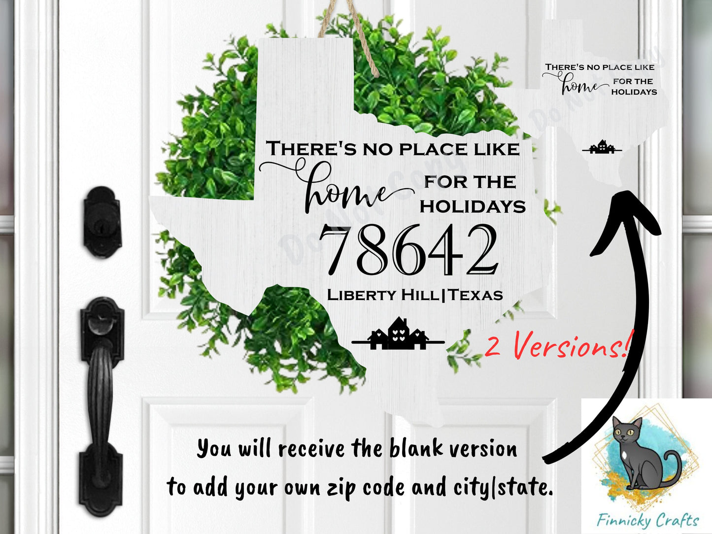 Customizable Texas State Shape, Home for the Holidays, 2 versions, Zip Code, Sublimation, PNG, Digital Download, Door Hanger, Ornament