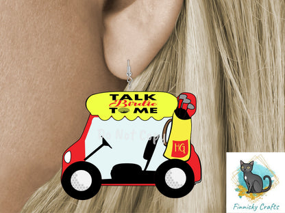 Golf Cart, Talk Birdie to Me, Sublimation, PNG, Digital Download, Earrings, Door Hanger, Decoration, Ornament
