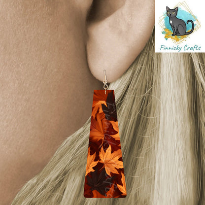 Modern Bar, Dark Maple Leaves, Fall Sublimation, PNG Digital Design, Earrings, MDF, Acrylic