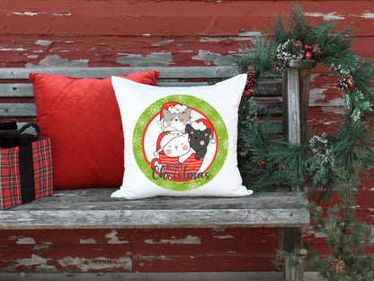 Meowy Christmas Round Sign - T-shirt - Hat - Pillow - Apron - Coaster - Cup - Bag - Ornament Design - Digital Download