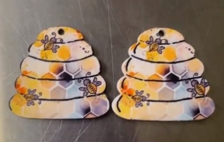 Beehive - Honeybee House -  Bees - Digital Design- Earrings - Ornaments - Signs