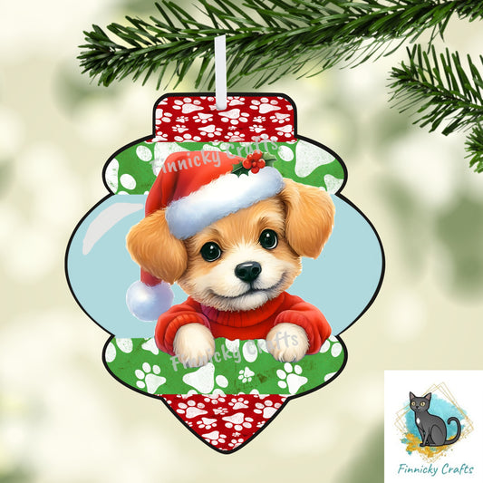 Vintage Ornament,  Nightlight, Car Vent, Decoration, Peeking Dog, Sublimation, Digital, PNG, Design, Download, Santa Dog