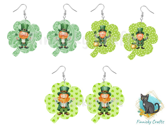 St Patrick's Day Leprechaun shamrock clover Earring Bundle, Sublimation Designs Template, Blanks Design, PNG, Instant Digital Download