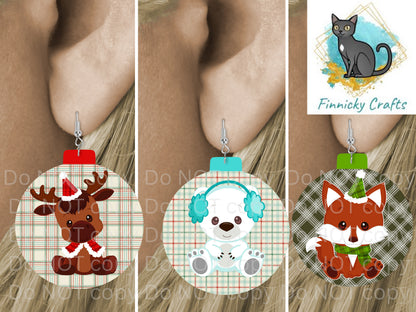 Bulb, Bobber, Fox, Polar Bear,Reindeer,Christmas, Digital, PNG, Download, Ornament, Sublimation, Coaster, Round, Christmas,Badge Reel