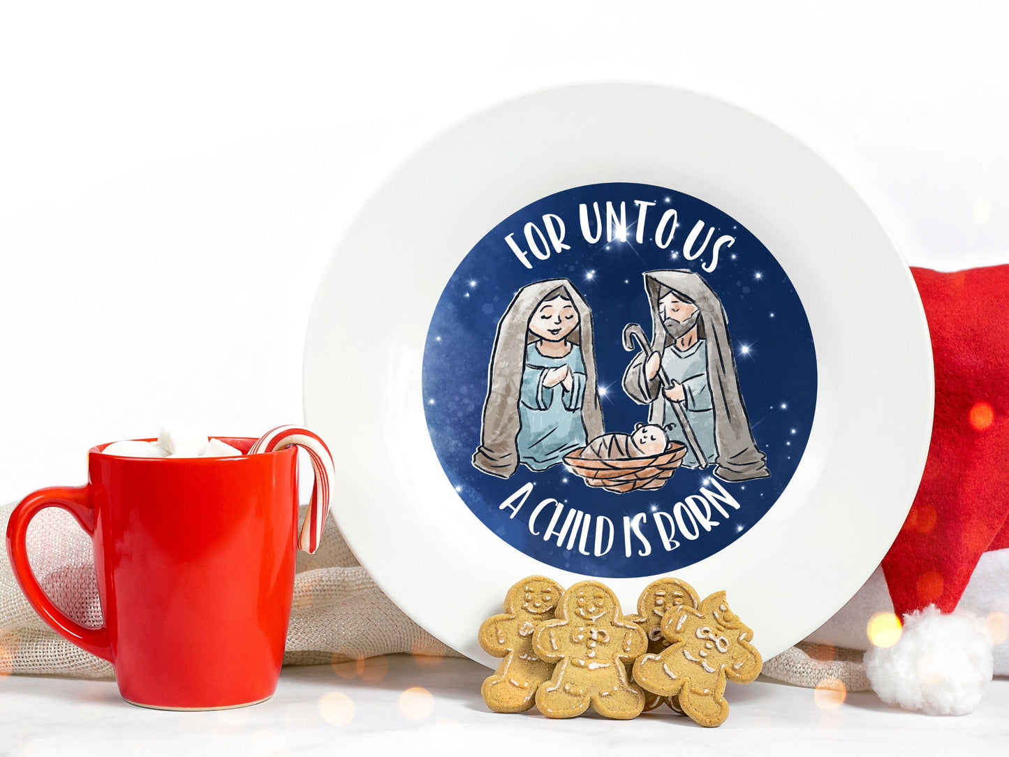 Christmas Nativity Creche Mary Joseph Round Sign - T-shirt - Hat - Pillow - Apron - Coaster - Cup - Bag Design - Digital Download