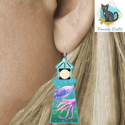 Squid Lighthouse Sign, Nightlight, Keychain, Earrings, Sublimation, Digital, PNG, Design, Download, Acrylic, MDF