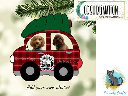Customizable Here Comes Santa Paws Red Plaid Christmas Design png - Add your photos