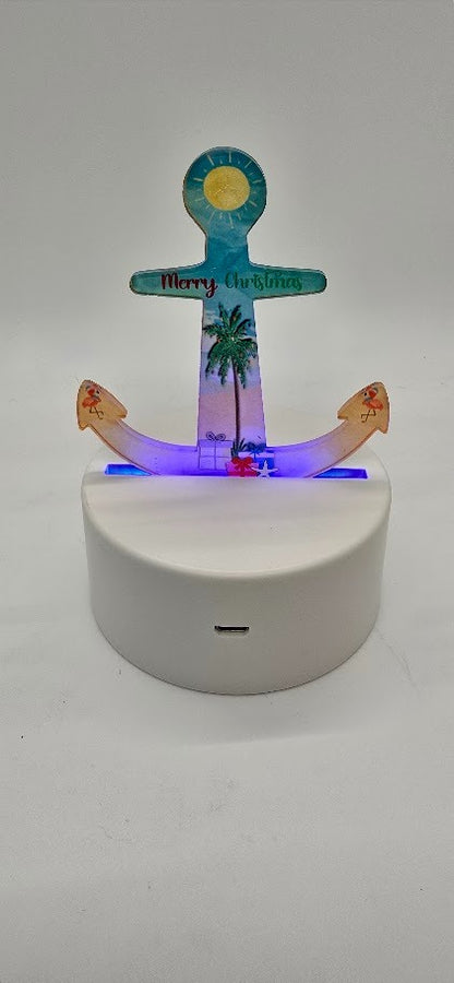 Christmas Beach-themed Anchor light base, Decor, Signs, Sublimation, Digital, PNG Design - With words and without.