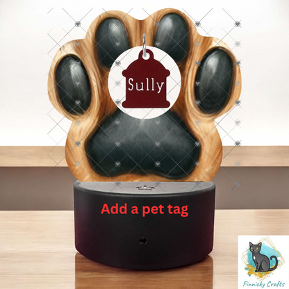 Paws for dogs-cats, Customizable (Add words, names), Light Base, Digital, Decor, suncatcher, night light