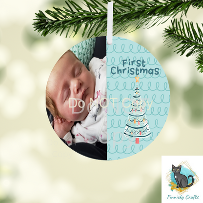 Customizable/Personalizable First Christmas Ornament png - Baby Ornament - Round Shape - Christmas gift - With and without animals