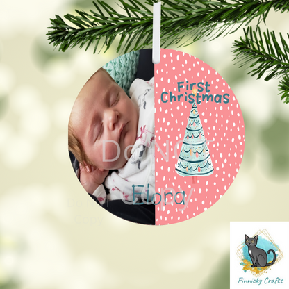 Customizable/Personalizable First Christmas Ornament png - Baby Ornament - Round Shape - Christmas gift - With and without animals