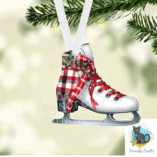 Ice Skate - Christmas Sublimation Design PNG Graphic Clip Art Digital, DTF, Earrings, Ornament, Night Light, Door Hanger