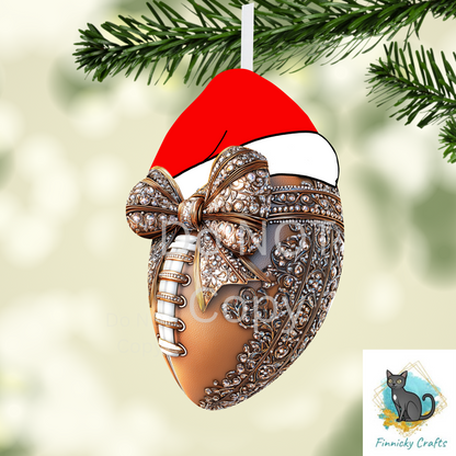 Coquette Christmas Footballs PNG Sublimation Designs - Earrings Digital Download- Door or Wreath Hanger, Bag Charm, Key Ring