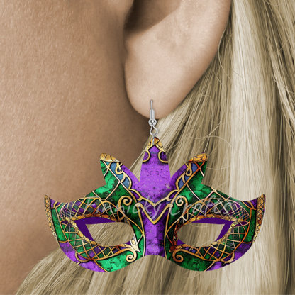 Mardi Gras Masks Earrings Digital Download- Earrings, Keyrings, Ornaments, Decorations (Copy)