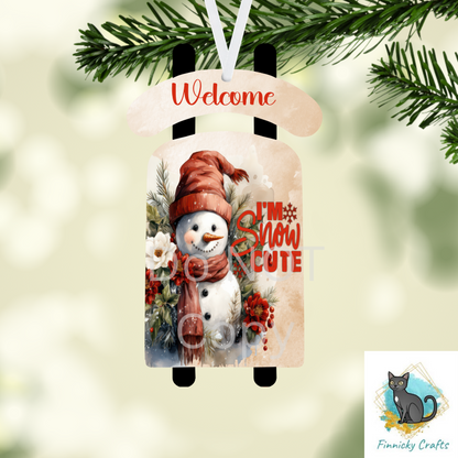 Snowman Sled Ornament, Nightlight, Decoration, Sleigh, Door hanger, Sublimation, Digital, PNG, Design, Download
