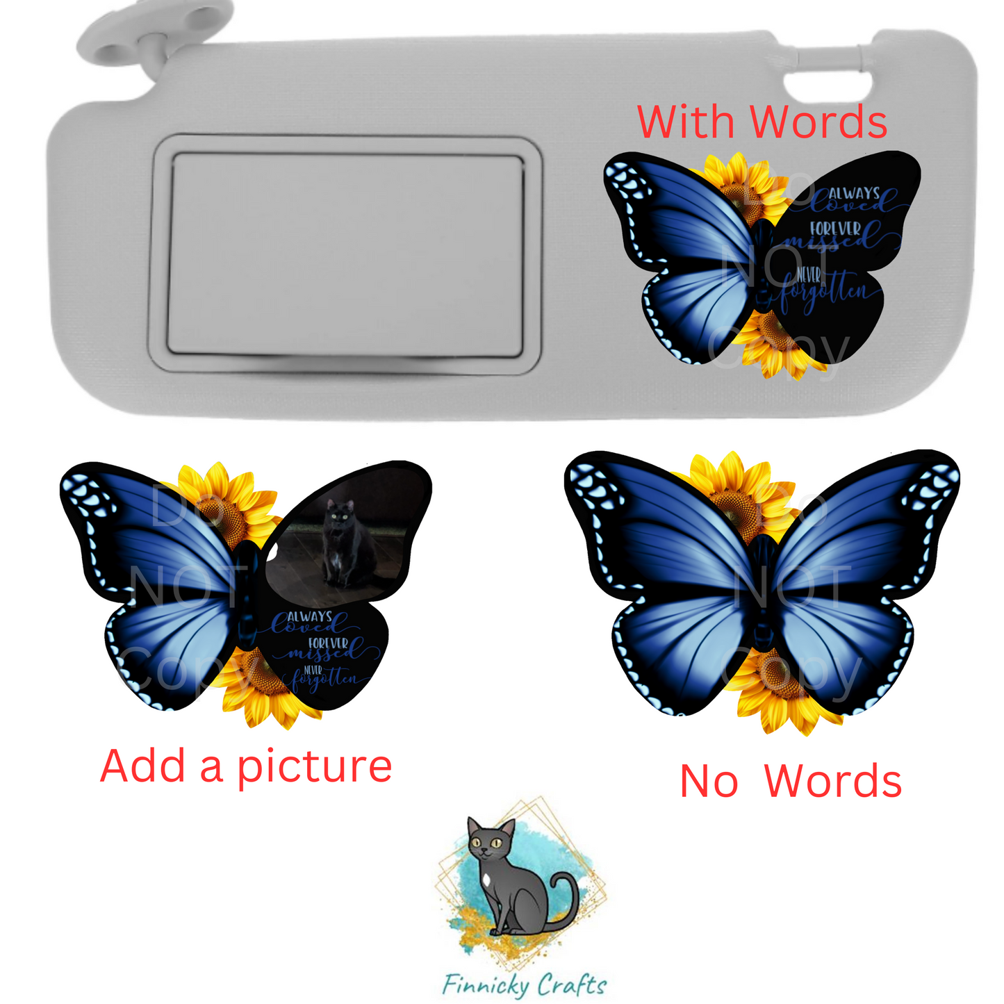 Butterfly Sunflower - Sublimation Designs - Car Visor - Decor - Night Light - Gift - Ornament