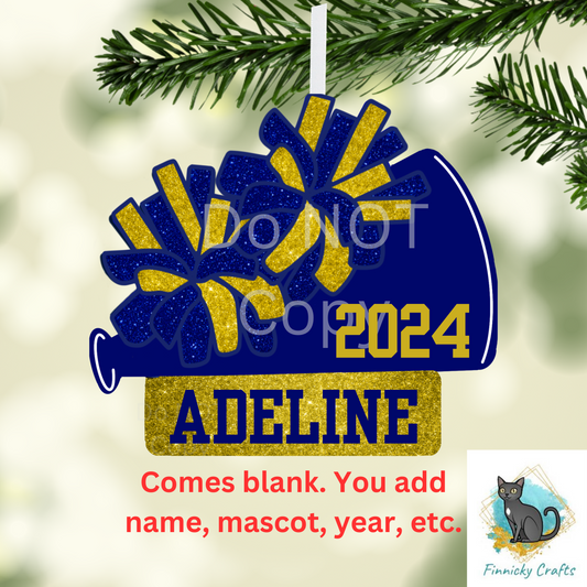 Cheer - Add Personalization-  Christmas Ornament Digital File - Add name, mascot, school