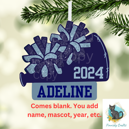Cheer - Add Personalization-  Christmas Ornament Digital File - Add name, mascot, school