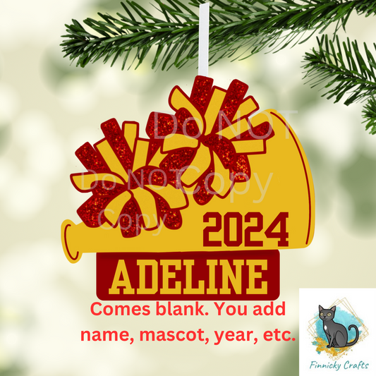 Cheer - Add Personalization-  Christmas Ornament Digital File - Add name, mascot, school