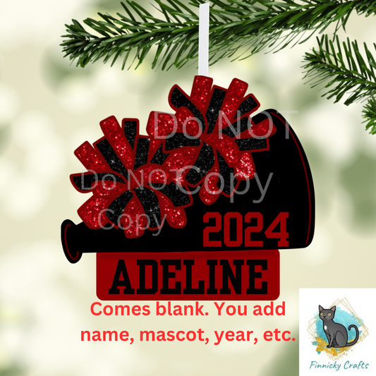 Cheer - Add Personalization-  Christmas Ornament Digital File - Add name, mascot, school