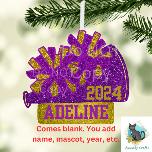 Cheer - Add Personalization-  Christmas Ornament Digital File - Add name, mascot, school