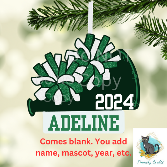 Cheer - Add Personalization-  Christmas Ornament Digital File - Add name, mascot, school