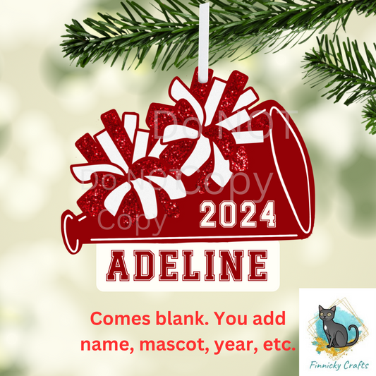 Cheer - Add Personalization-  Christmas Ornament Digital File - Add name, mascot, school