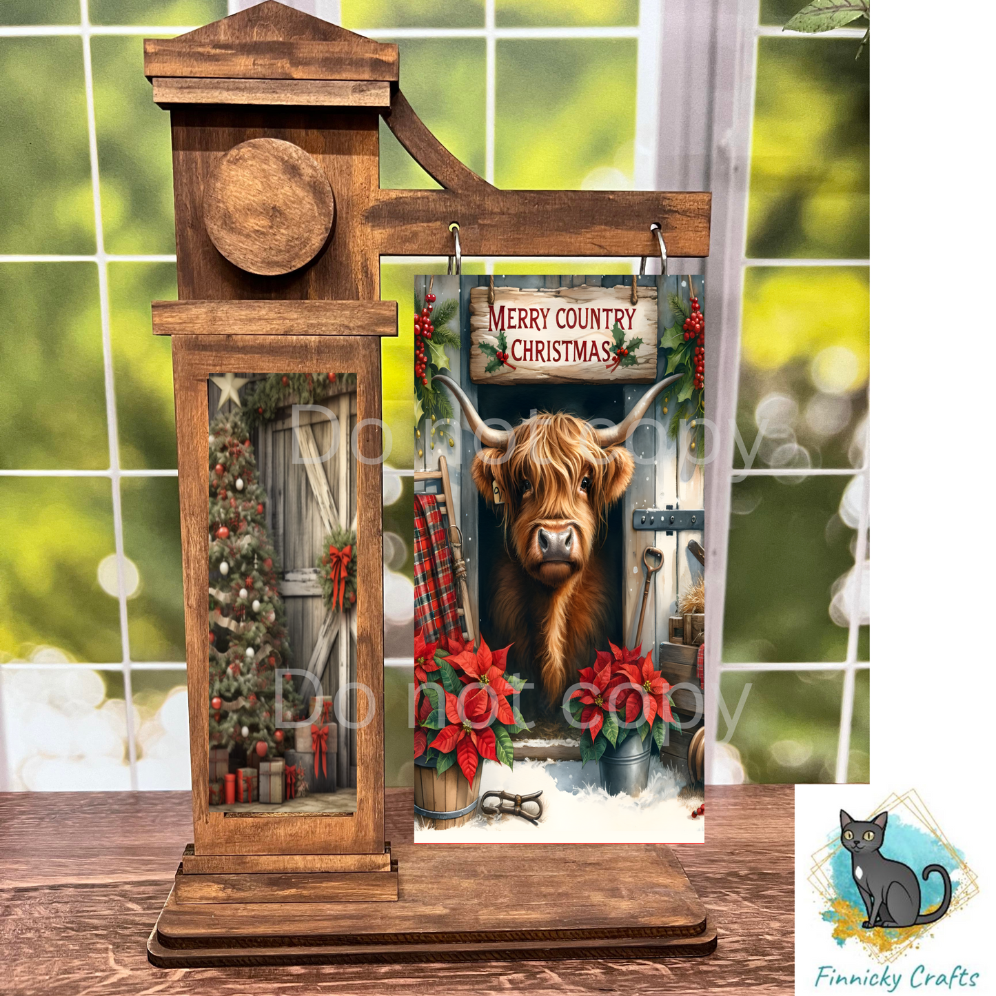2-Piece, Highland Cow barn scene, Interchangeable Christmas Barn Sign Inserts, Sublimation, Digital, PNG, Design, Download