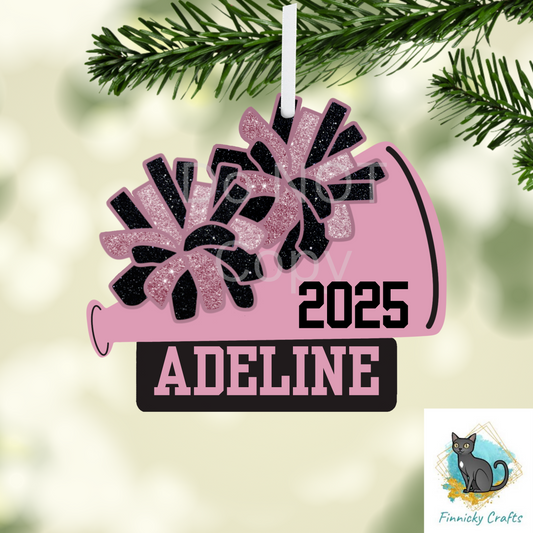 Cheer - Add Personalization-  Christmas Ornament Digital File - Add name, mascot, school