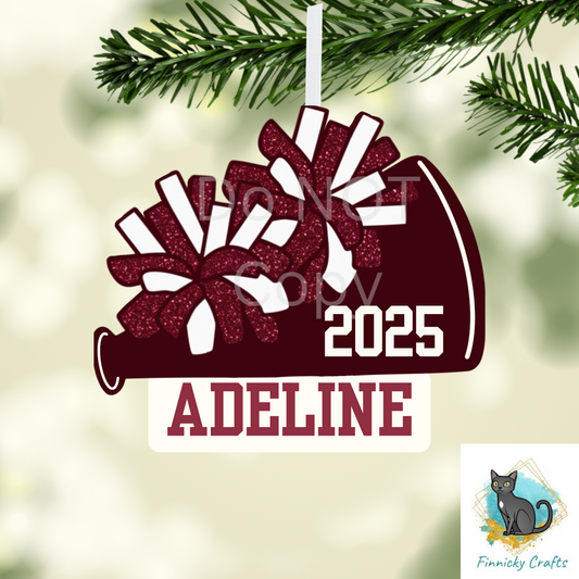 Cheer - Add Personalization-  Christmas Ornament Digital File - Add name, mascot, school