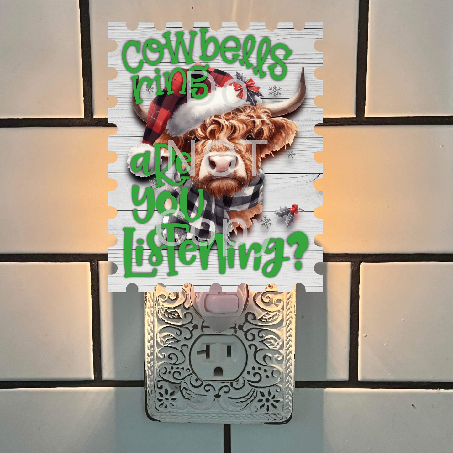 Highland Cow Stamp Ornament,  Nightlight, Decoration, Sublimation, Digital, PNG, Design, Download