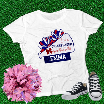 Cheer - Add Personalization-  cheerleader from bow to toe Christmas Ornament Digital File - Add name, mascot, school