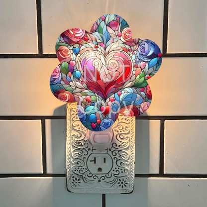Stained Glass Chubby Flower Sublimation - MDF or Acrylic - Night Light - Digital Design- Earrings - Signs - Sun Catchers - Purse Charms - Quilt