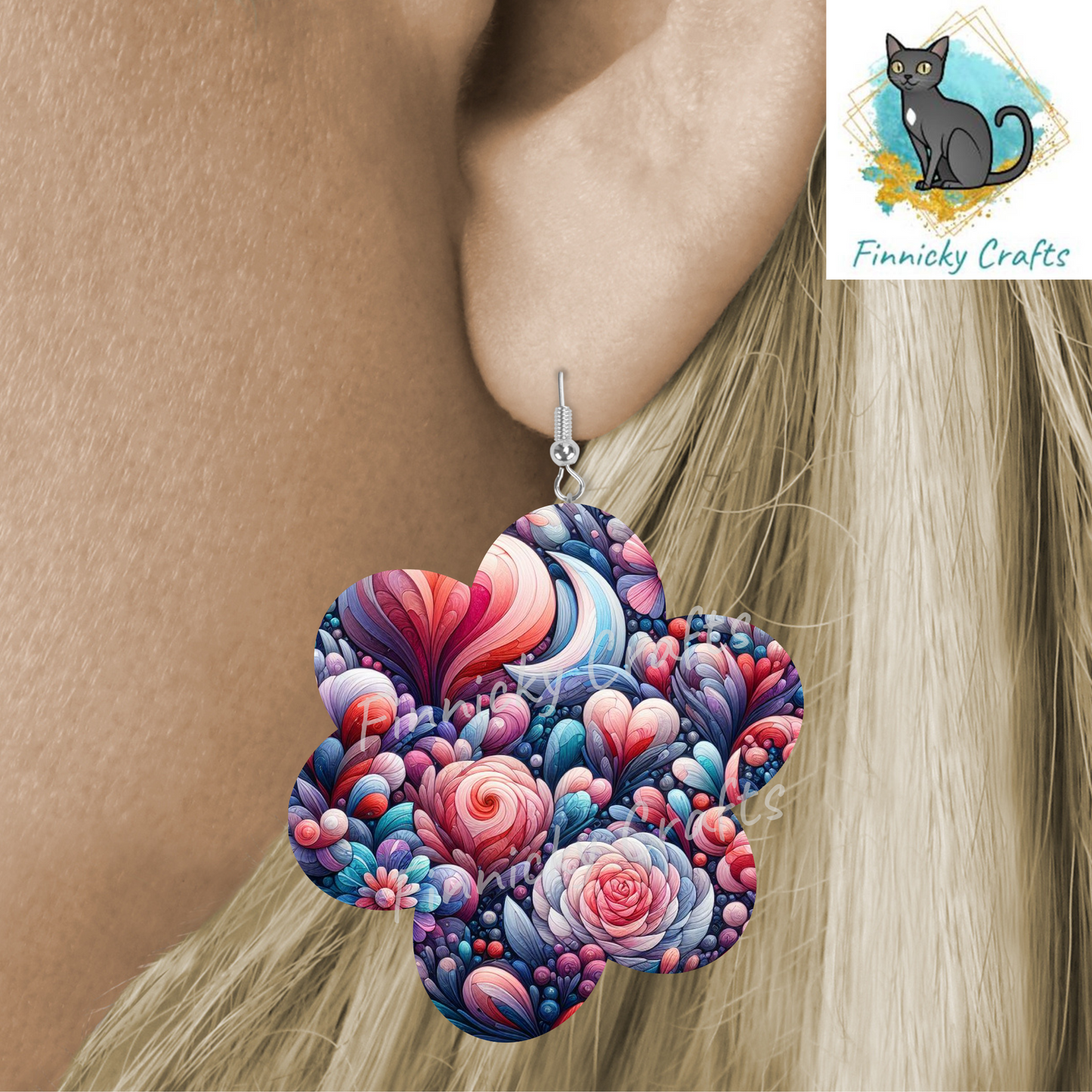 Stained Glass Chubby Flower Sublimation - MDF or Acrylic - Night Light - Digital Design- Earrings - Signs - Sun Catchers - Purse Charms - Quilt