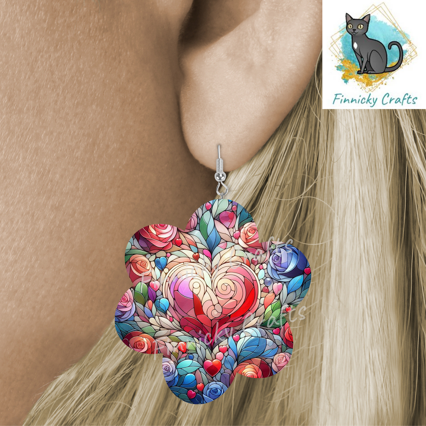 Stained Glass Chubby Flower Sublimation - MDF or Acrylic - Night Light - Digital Design- Earrings - Signs - Sun Catchers - Purse Charms - Quilt