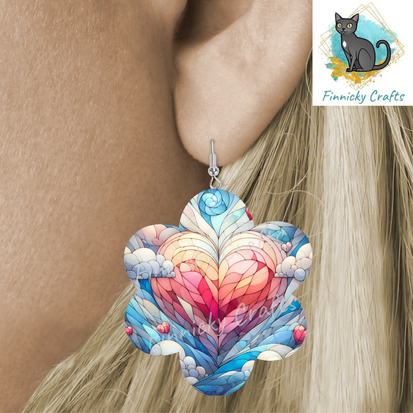 Stained Glass Chubby Flower Sublimation - MDF or Acrylic - Night Light - Digital Design- Earrings - Signs - Sun Catchers - Purse Charms - Quilt