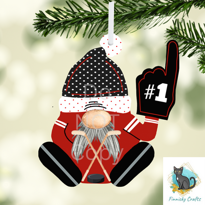 Hockey Gnome Design, Sports, Cute, Sublimation, Digital Design, PNG, Download, Decoration,Earring, Door Hanger,Wreath, Ornament